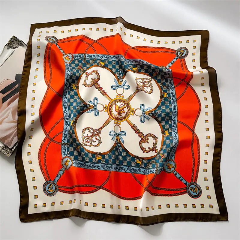 Luxury Floral Letter Scarf 70cm Silk for Professionals