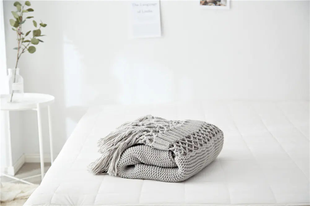 Solid Color Knitted Office Nap Blanket for Export