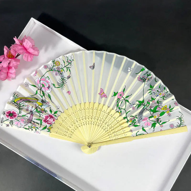 Traditional Chinese Women's Folding Bamboo Silk Fan