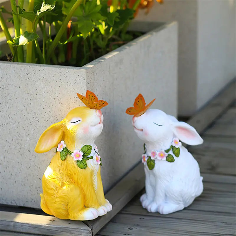 Solar Powered Rabbit Shaped Butterfly Garden Ornament
