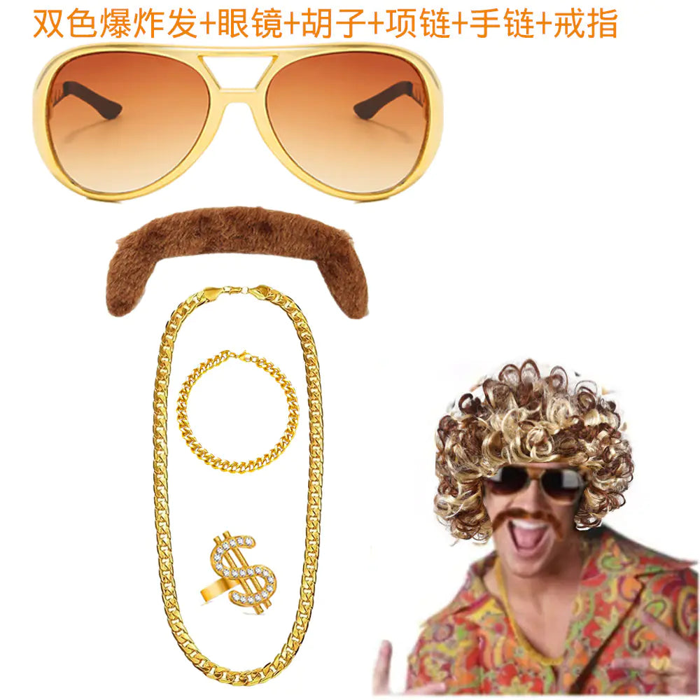 80s Punk Cosplay Tiger King Wig Hat for Men