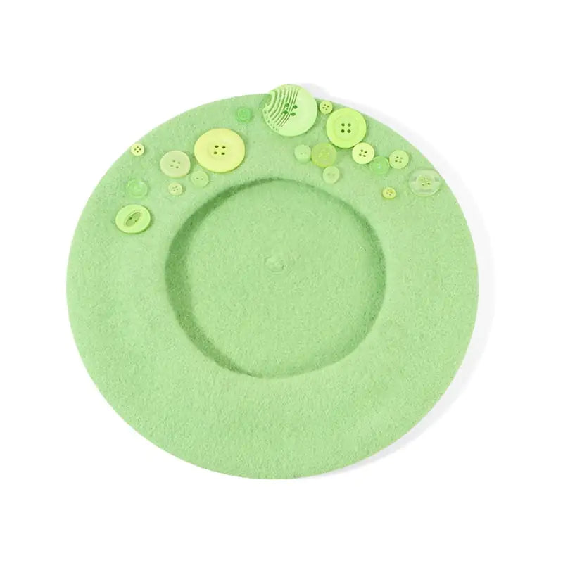 "Personalized Yupi Wool Beret with Colorful Buttons"