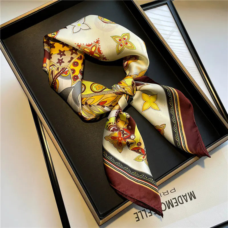 Luxury Floral Letter Scarf 70cm Silk for Professionals