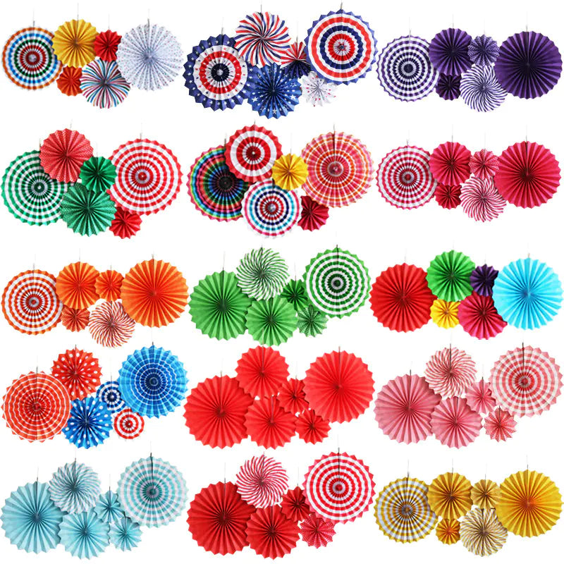 6PCS Paper Flower Fan Decoration Set for Events