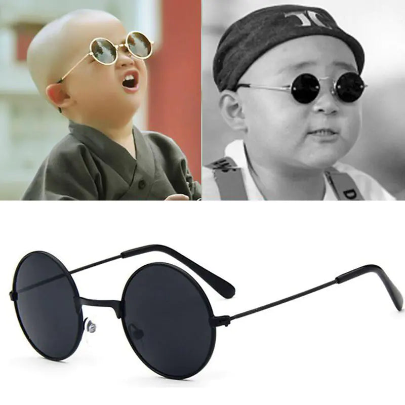 Vintage Round Metal Sunglasses for Kids UV400 Protection