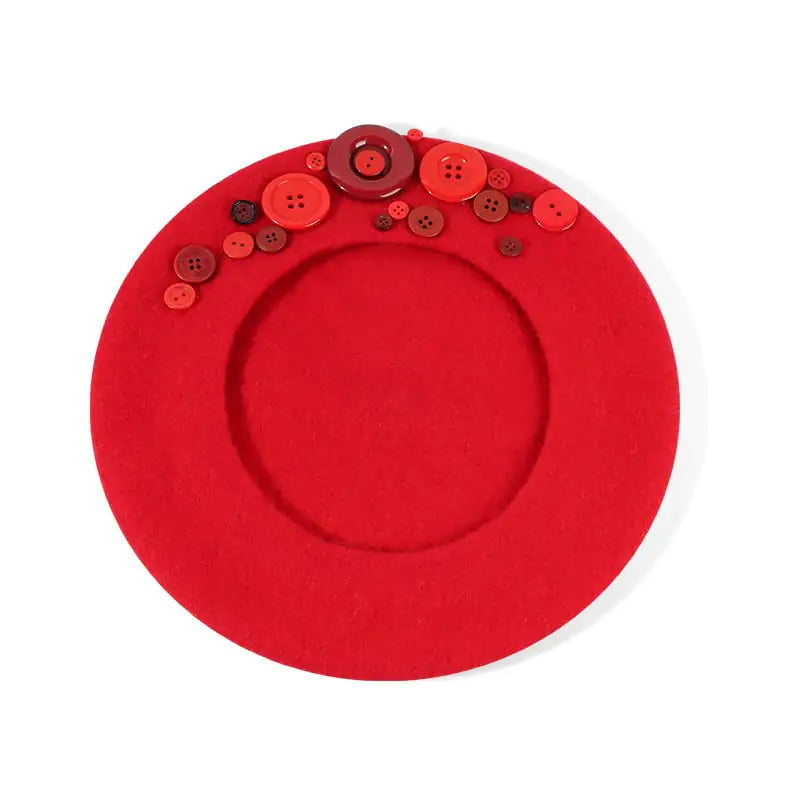 "Personalized Yupi Wool Beret with Colorful Buttons"