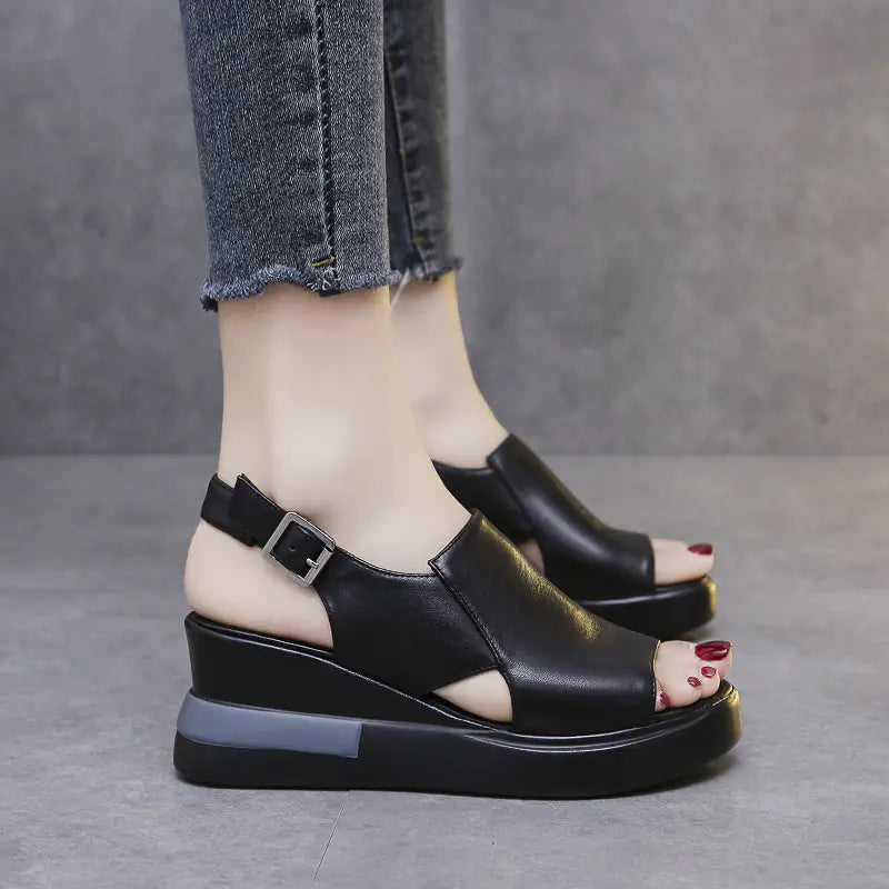 Women's 2023 Summer Korean Style Peep-Toe Wedge Sandals
