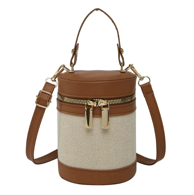 Leopard Print Contrast Color PU Leather Bucket Bag for Women - Urban Style Shoulder Handbag