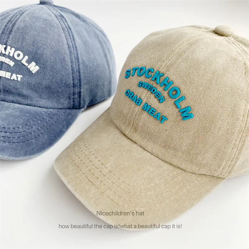 Retro Letter Baseball Caps for Kids - Spring/Summer