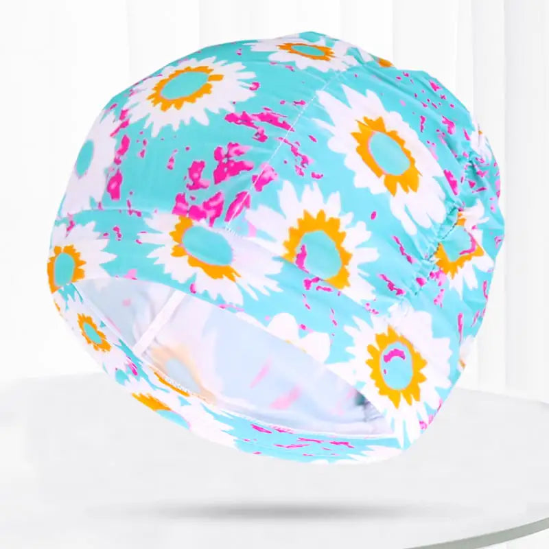 Pleated Swim Cap for Adults - Cute Print & Solid Color