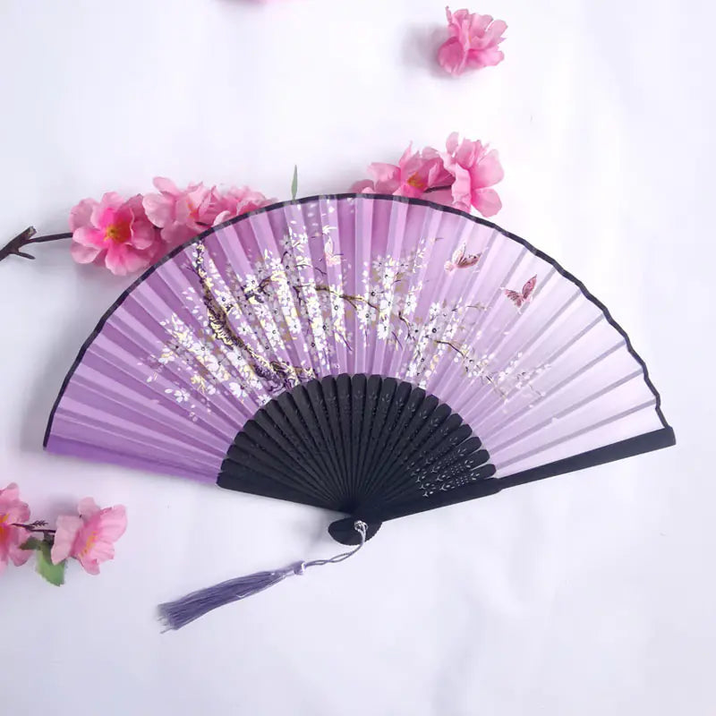 Traditional Chinese Women's Folding Bamboo Silk Fan