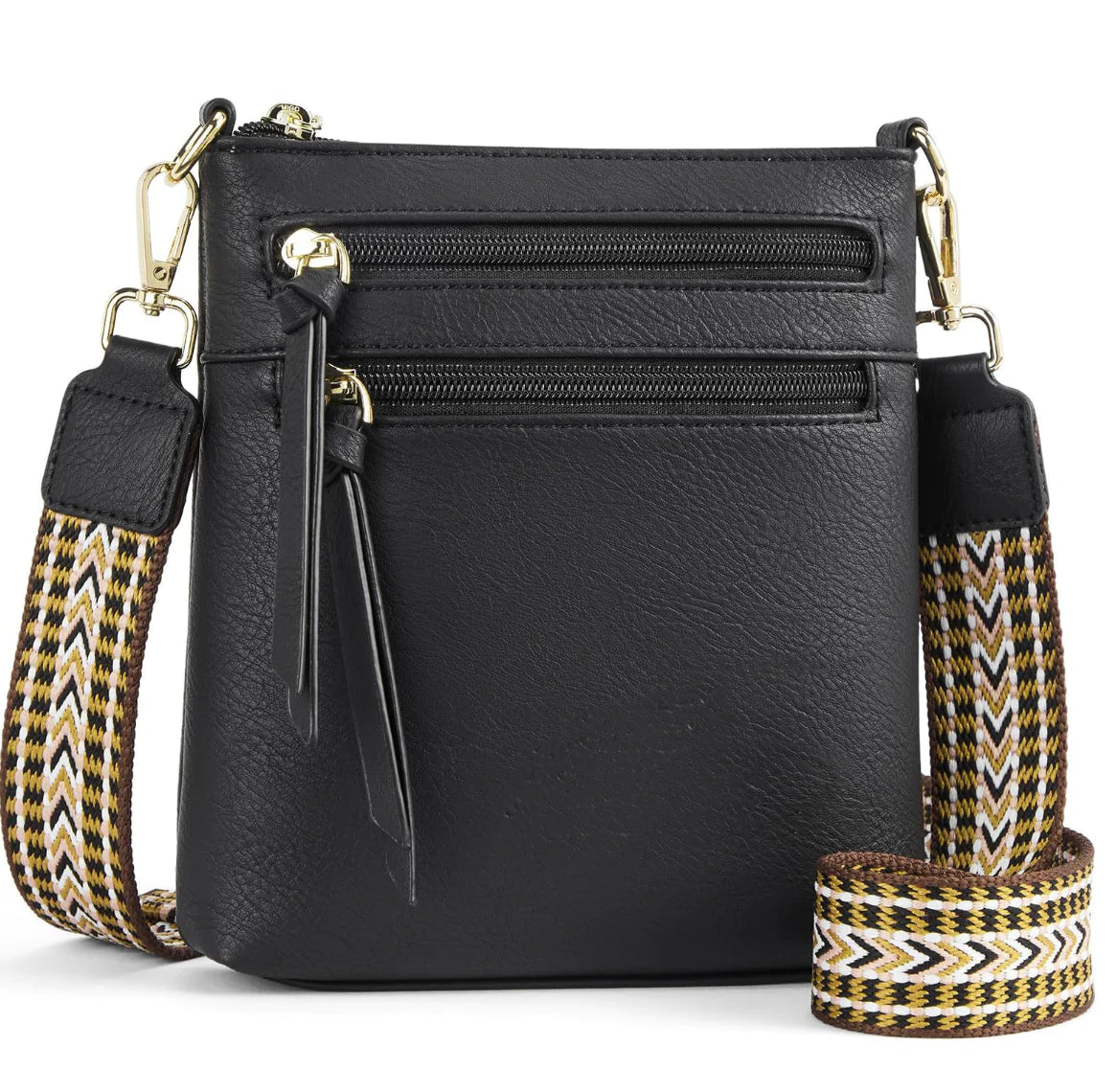Multi-Zipper Vertical Shoulder Bag