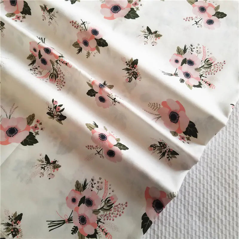 Pastoral Floral Twill Cotton Fabric for DIY Weaving