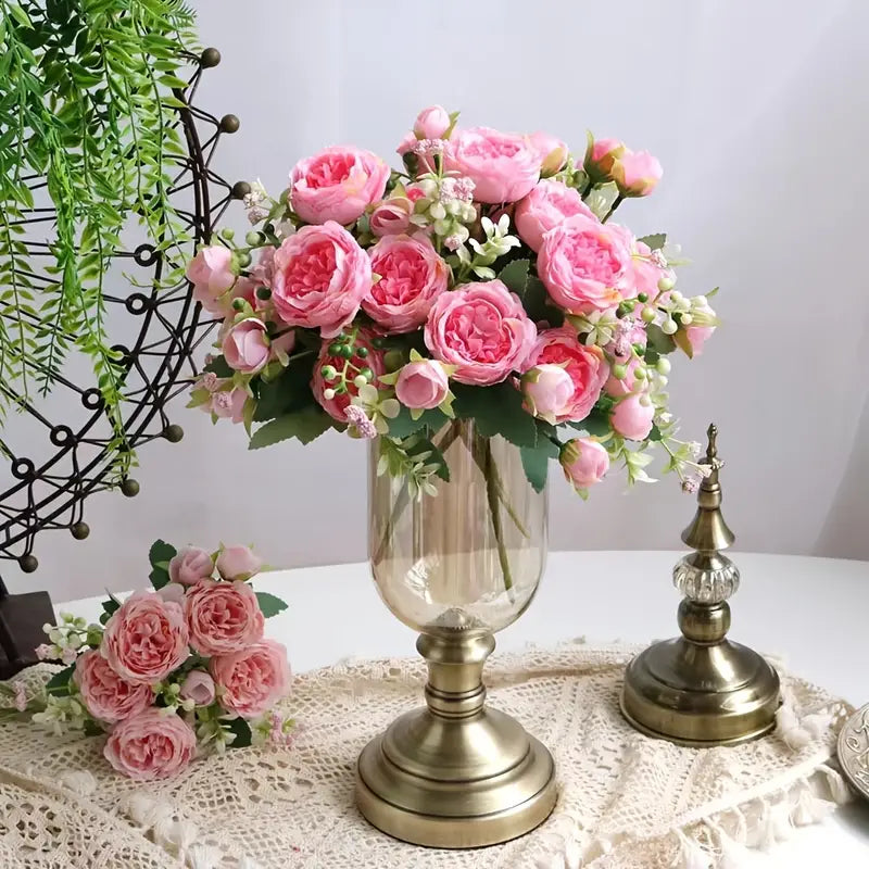 Artificial Peony and Rose Bouquet for Home Decor