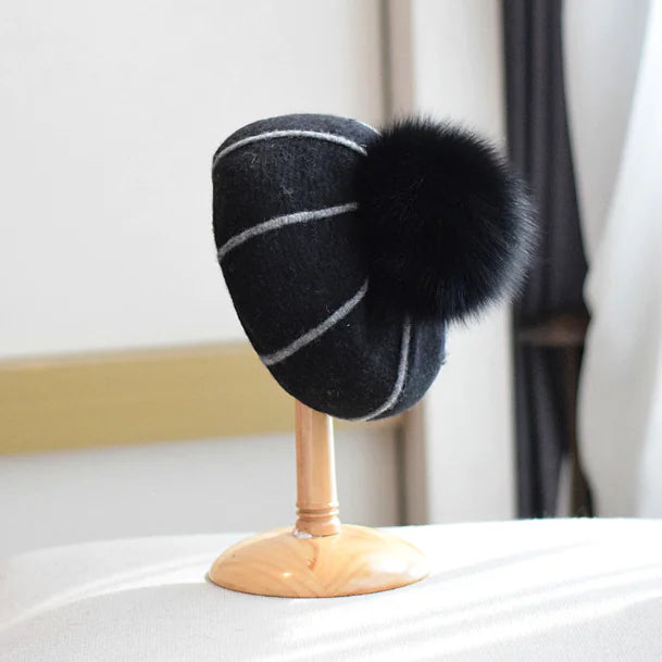 Pumpkin Wool Beret for Women in Autumn and Winter