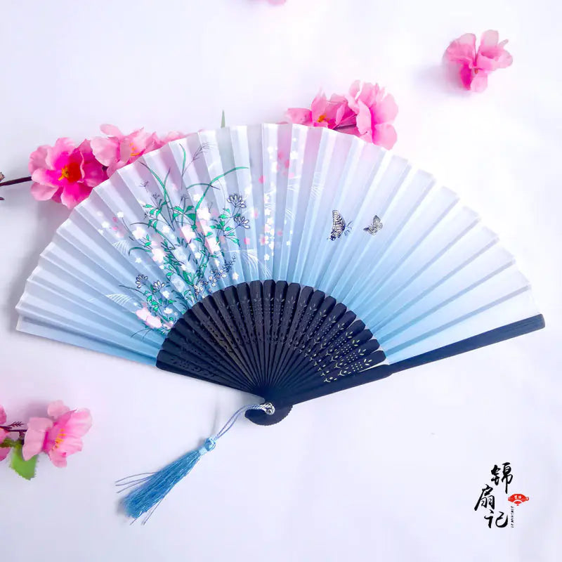Traditional Chinese Women's Folding Bamboo Silk Fan