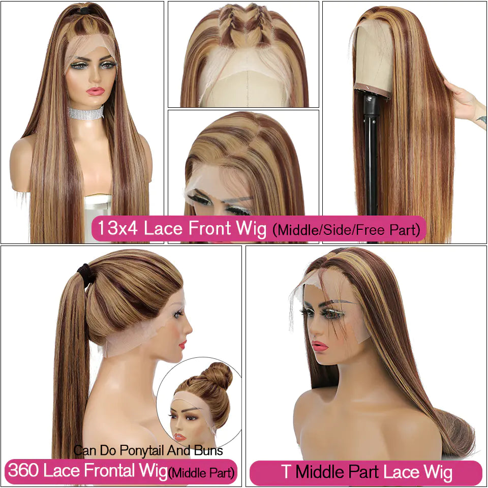 Dyed Gradient Long Straight Hair for European and American Styles