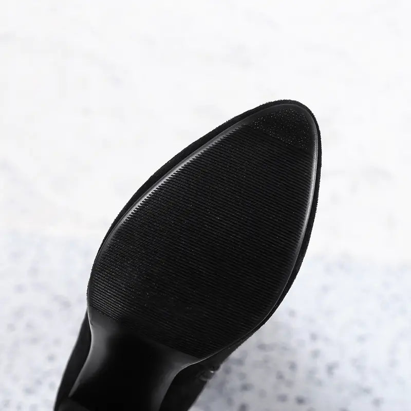 Chunky Heeled Over-the-Knee Suede Boots