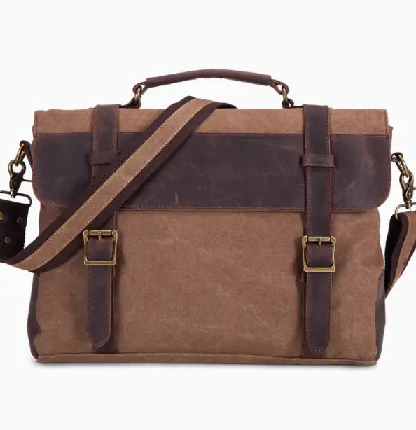 Vintage Crazy Horse Leather Messenger Tote Bag