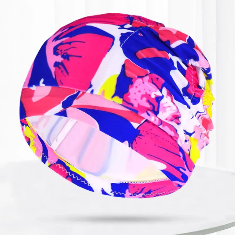 Pleated Swim Cap for Adults - Cute Print & Solid Color