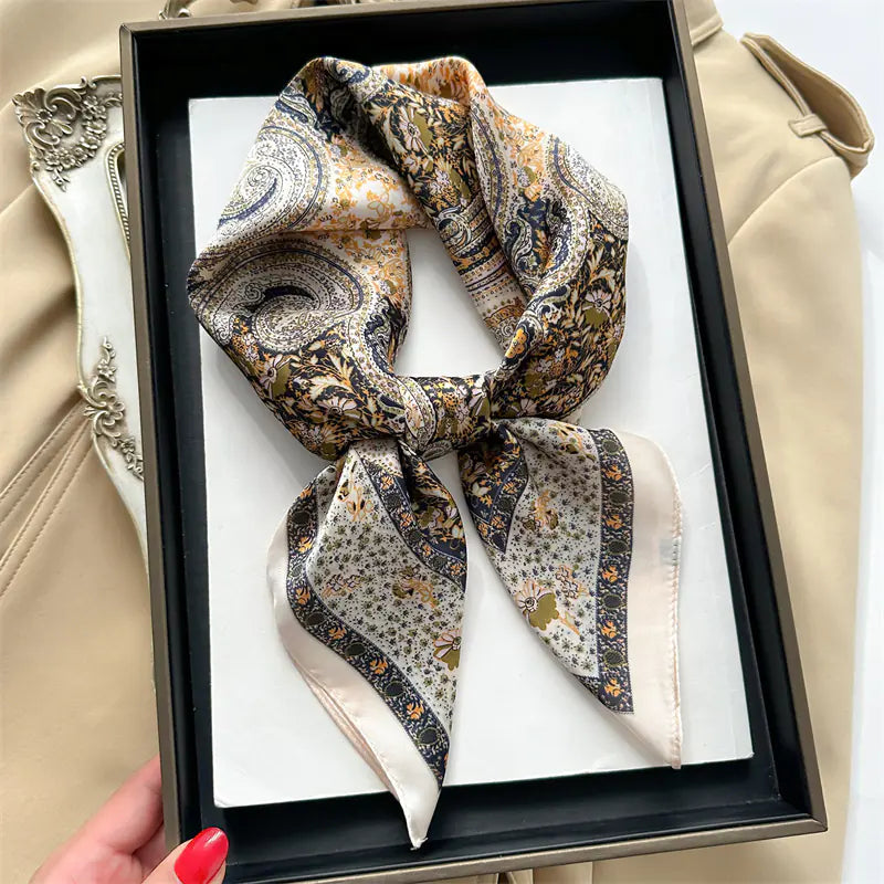 Luxury Floral Letter Scarf 70cm Silk for Professionals