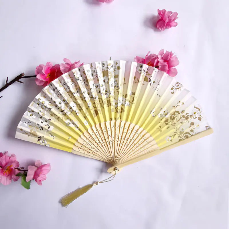 Traditional Chinese Women's Folding Bamboo Silk Fan