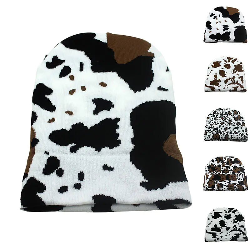 Winter Warm Cow Pattern Knitted Hat for Men and Women