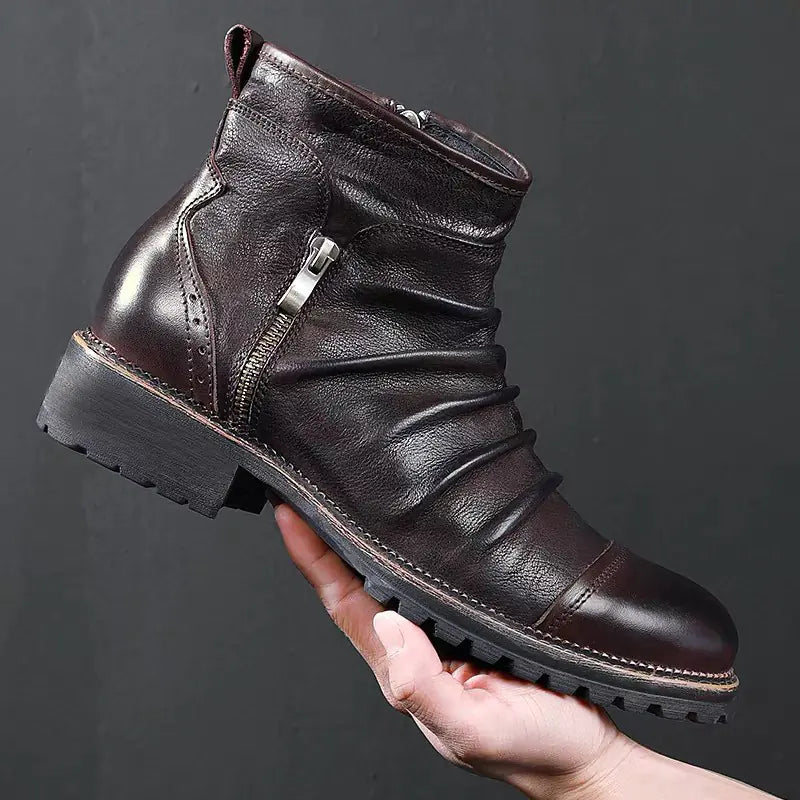 High Top Leather Cowboy Martin Boots