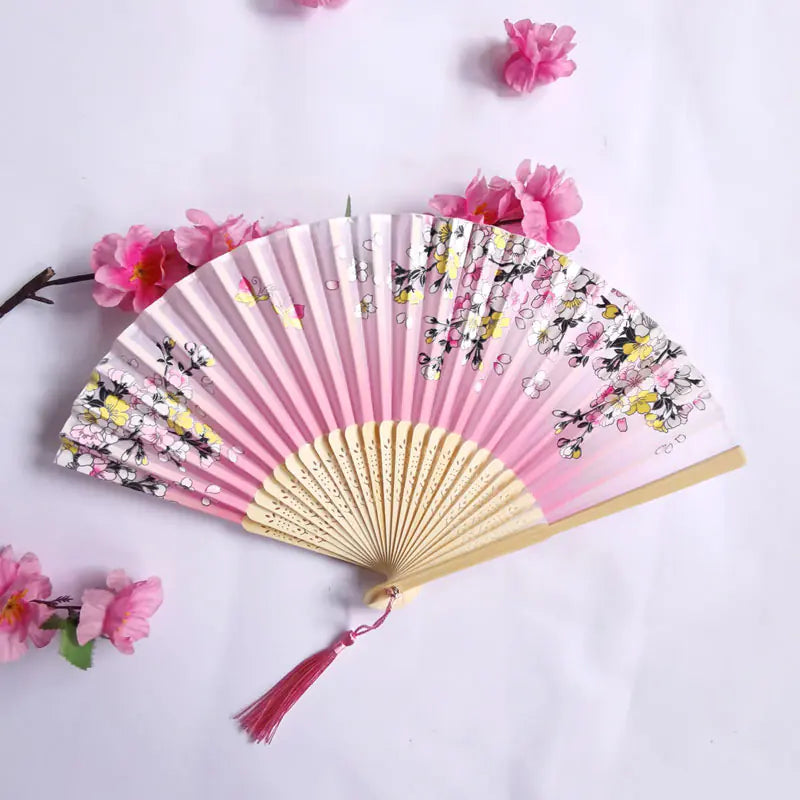 Traditional Chinese Women's Folding Bamboo Silk Fan