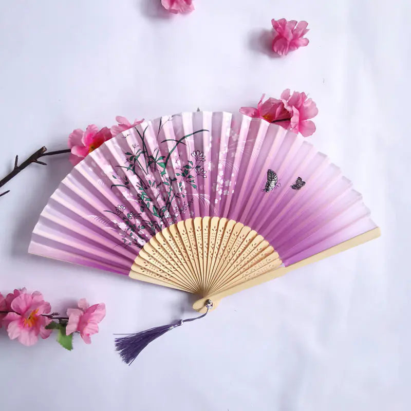 Traditional Chinese Women's Folding Bamboo Silk Fan