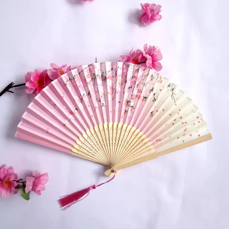 Traditional Chinese Women's Folding Bamboo Silk Fan