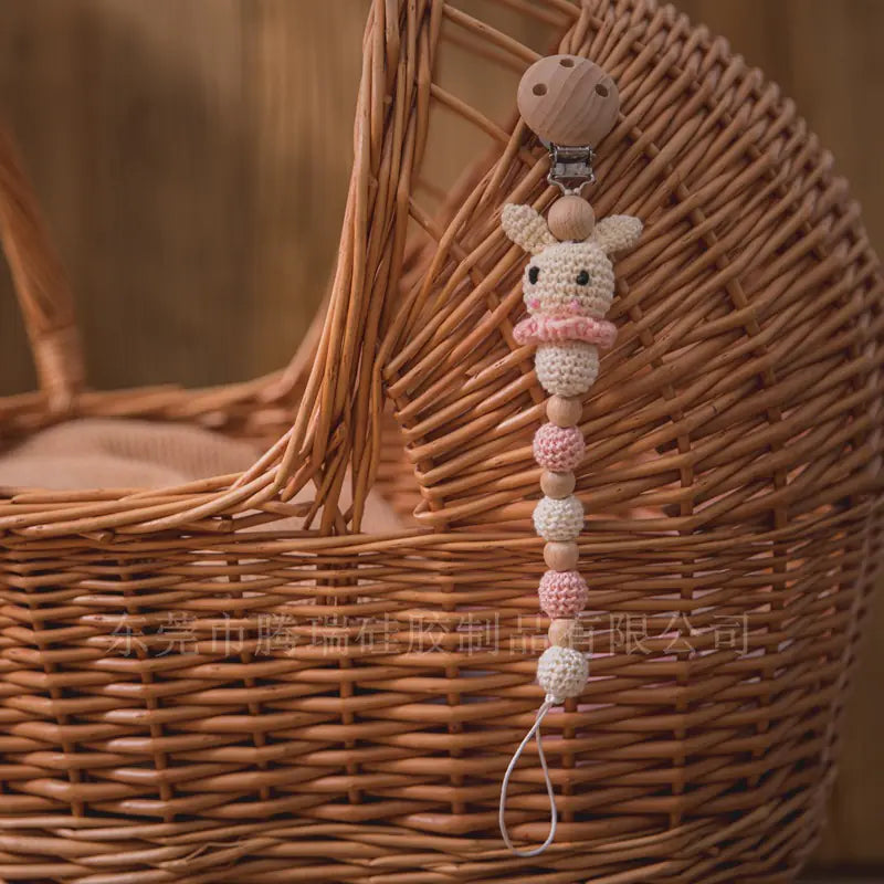 Handmade Crochet Bunny Pacifier Chain for Babies