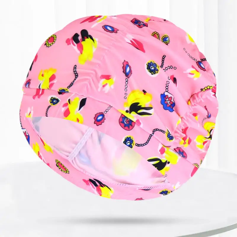 Pleated Swim Cap for Adults - Cute Print & Solid Color