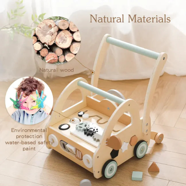 Children's Wooden Puzzle Multi-functional Walker for Toddlers