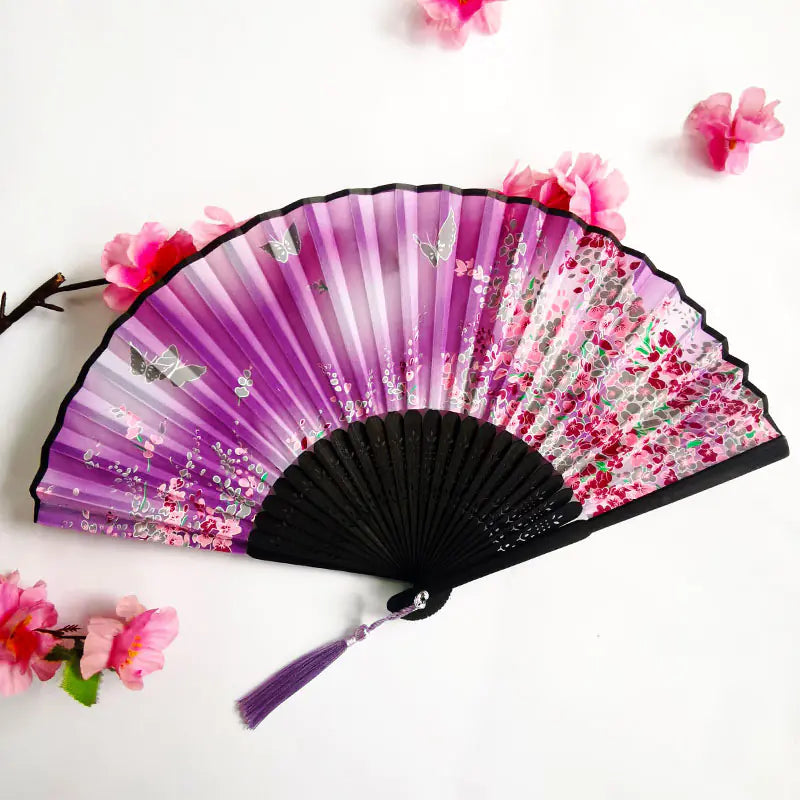 Traditional Chinese Women's Folding Bamboo Silk Fan