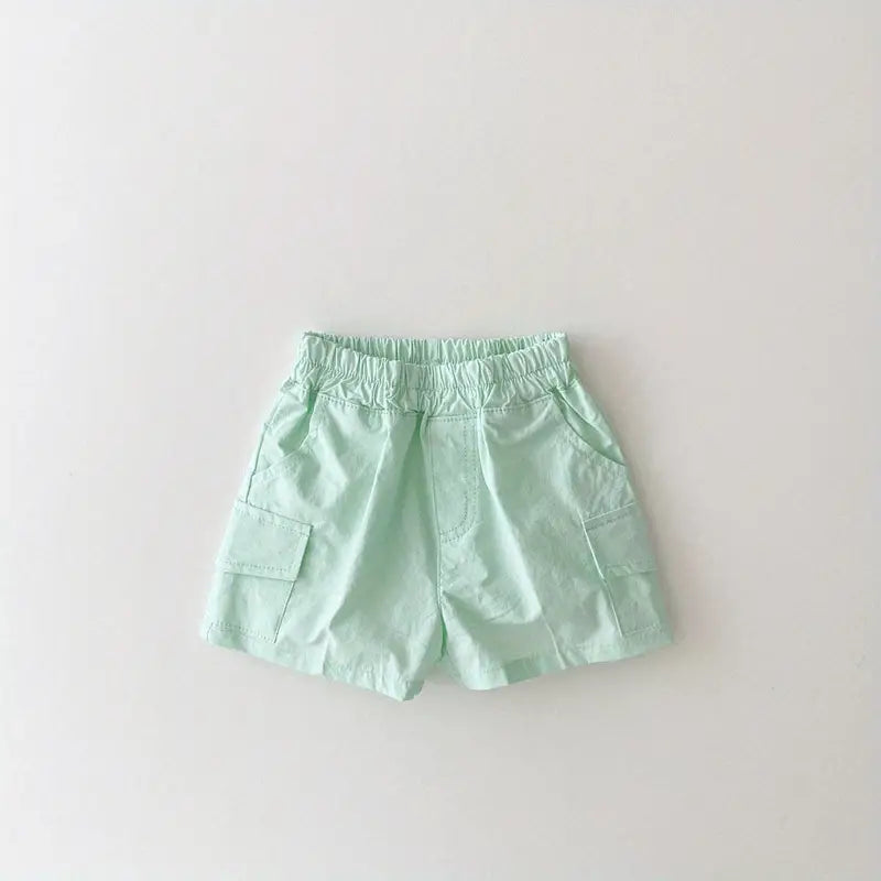 Boys Casual Plain Shorts with Pocket and Elastic Waist
