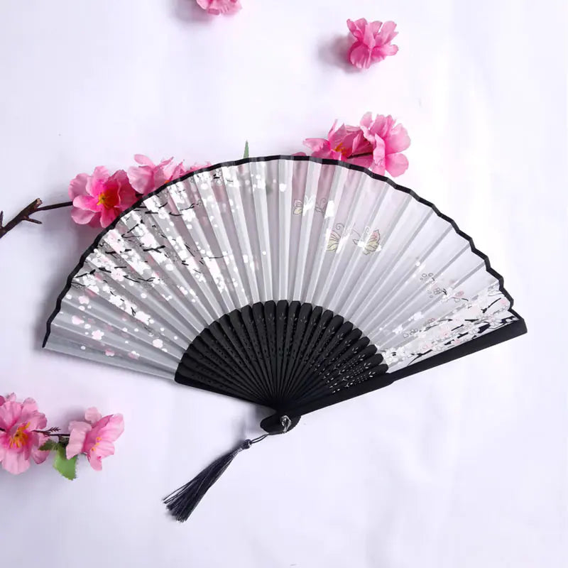 Traditional Chinese Women's Folding Bamboo Silk Fan