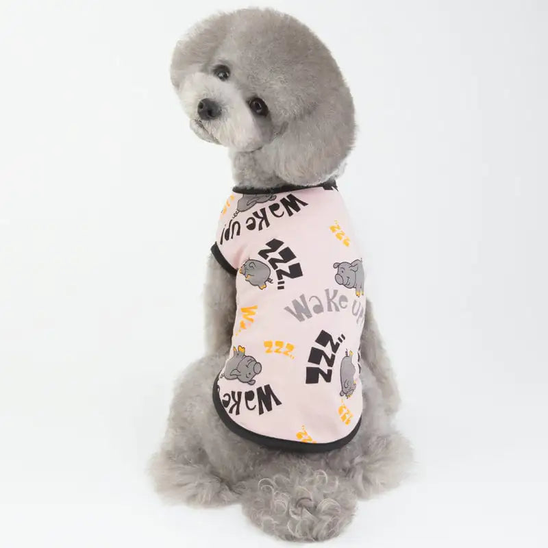 Cotton Vest for Teddy Dogs with Piggy Print Design