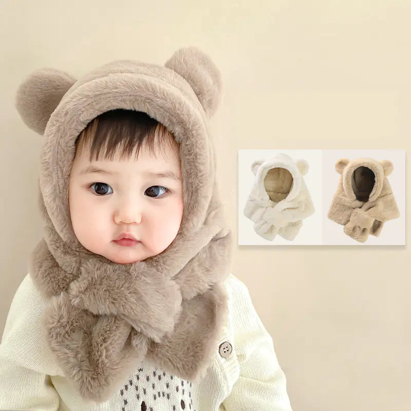 Soft Cartoon Winter Hat and Scarf Set for Kids