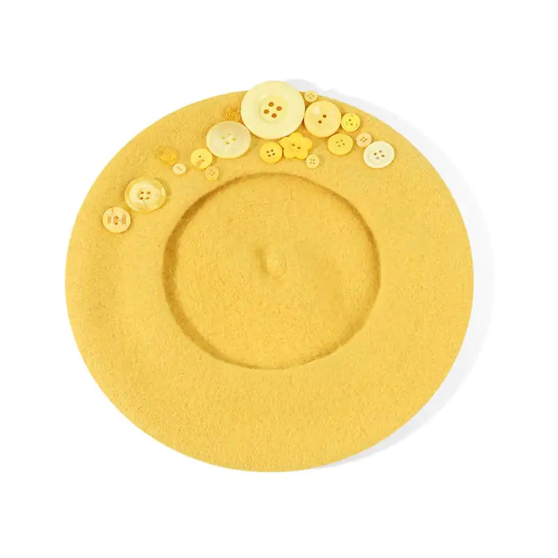 "Personalized Yupi Wool Beret with Colorful Buttons"