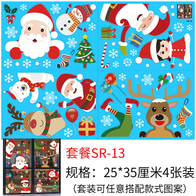 Christmas Static Window Stickers - Snowflakes & Santa Decor