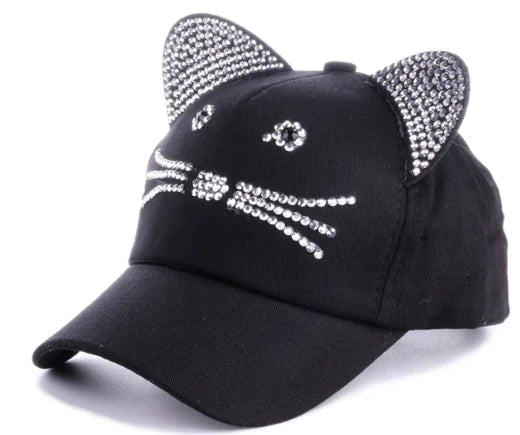 Spring Summer Denim Baseball Cap with Cat Ears