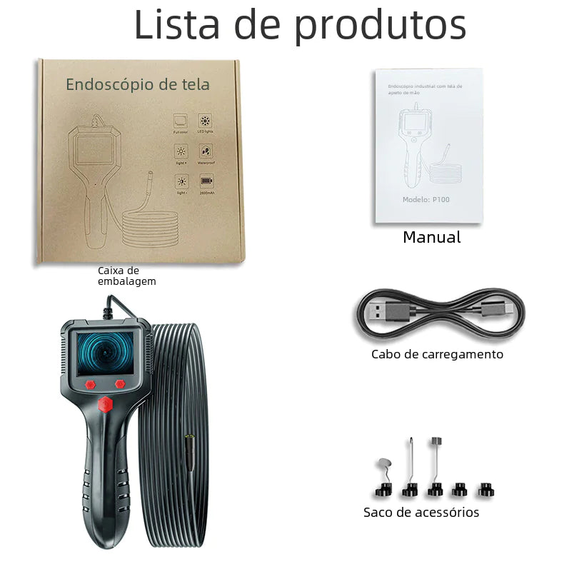 HD Waterproof Industrial Endoscope with Screen P100