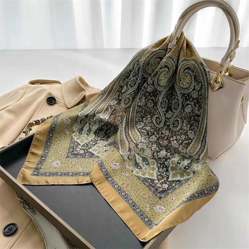 Luxury Floral Letter Scarf 70cm Silk for Professionals