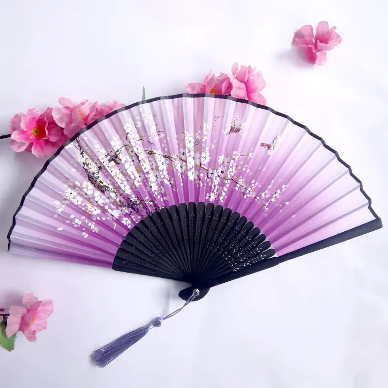 Traditional Chinese Women's Folding Bamboo Silk Fan