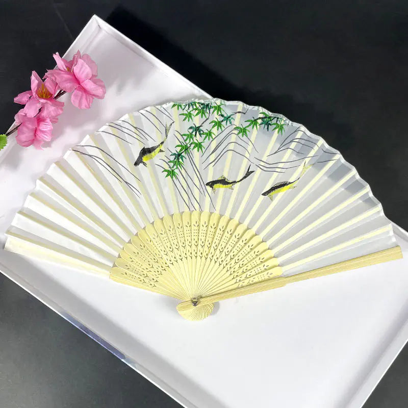Traditional Chinese Women's Folding Bamboo Silk Fan