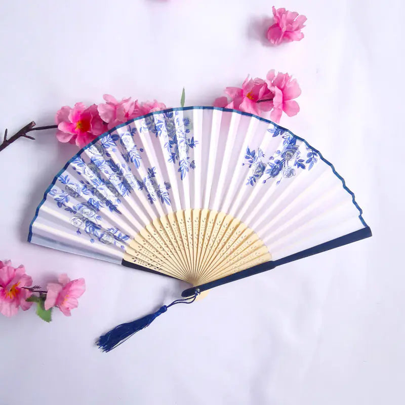 Traditional Chinese Women's Folding Bamboo Silk Fan