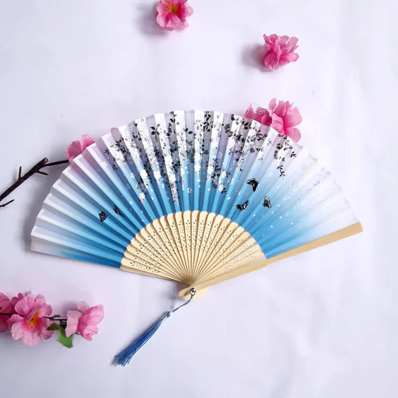 Traditional Chinese Women's Folding Bamboo Silk Fan