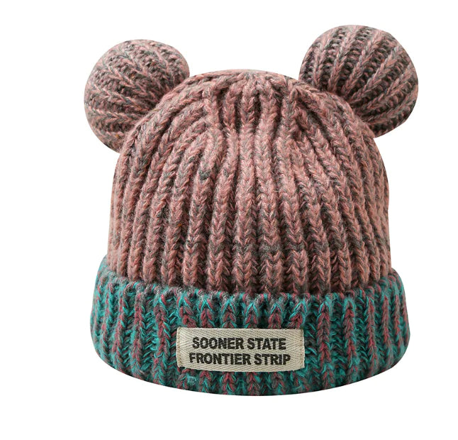 Women's Mixed Color Knitted Earmuffs Hat for Winter