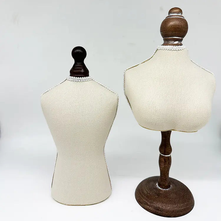 Solid Wood Necklace Display Stand with Burlap (Vintage)